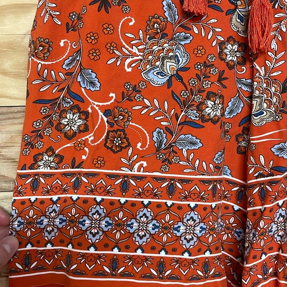 J. Jill size XS Mid-rise Orange with Blue with Bohemian Print Elastic Shorts - Picture 3 of 10